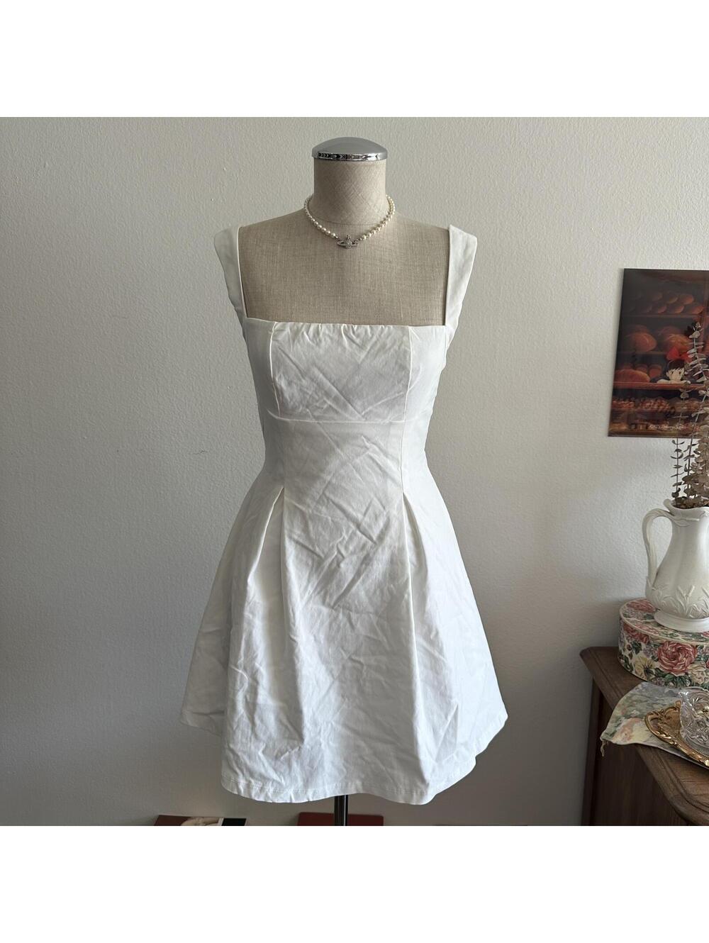 Princess Polly White Square Neck Mini Dress - Picture 2 of 8